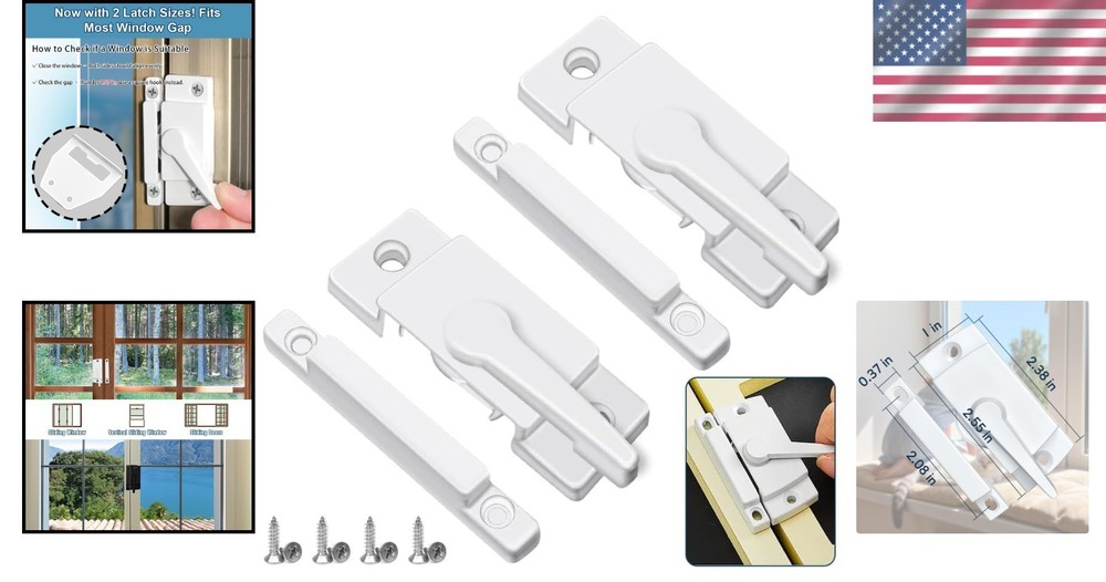 2 Pack Security Window Sash Locks - Fits Horizontal or Vertical Windows