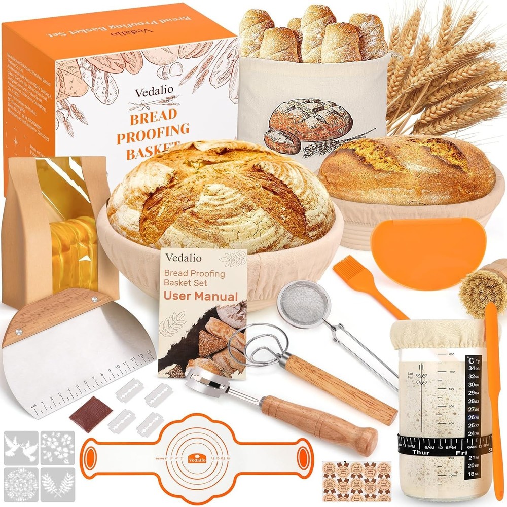 Sourdough Starter Kit with Proofing Baskets Bread Making Supplies Baking Tools