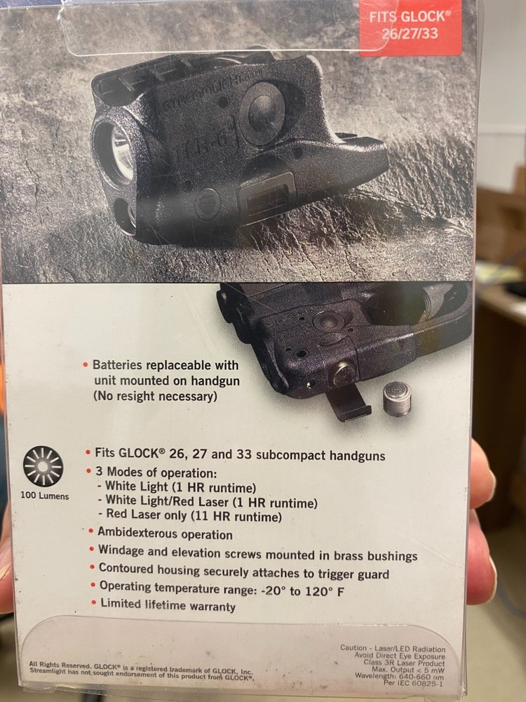 Streamlight tlr-6 100 lumens flashlight/laser sub compact