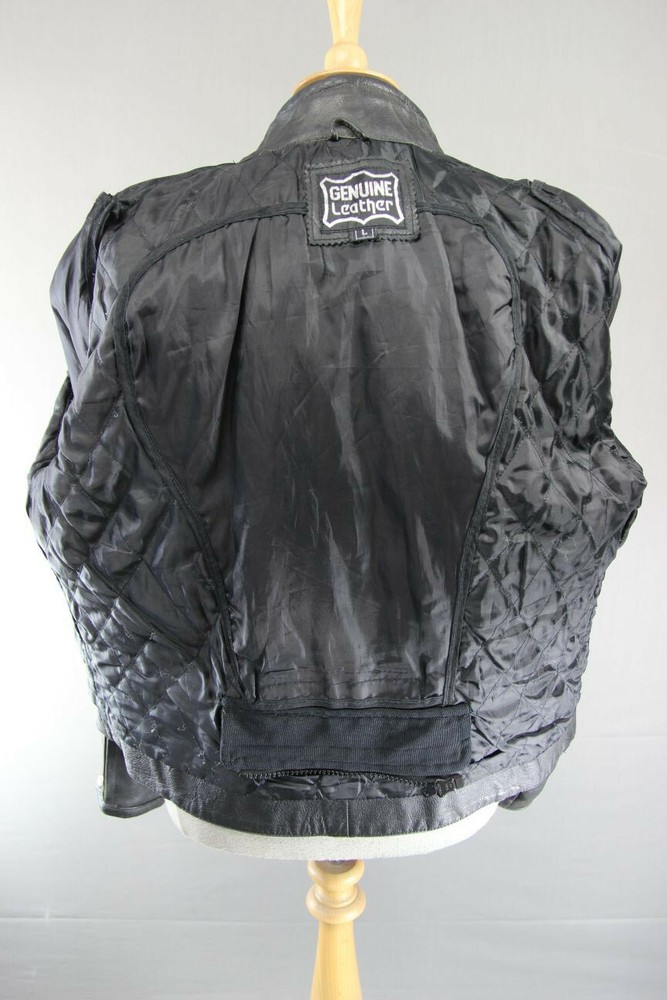 BLACK, SILVER, RED & WHITE LEATHER BIKER JACKET 42-44 INCH/LARGE