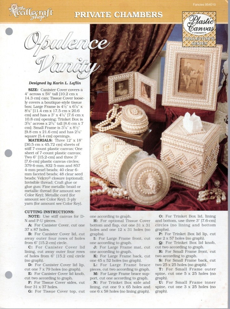 Needlecraft Shop 954010 OPULENCE VANITY Plastic Canvas Pattern Leaflet