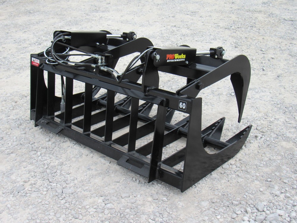 60" Root Grapple Bucket and 48"Long Walk Through Pallet Forks Combo Quick Attach