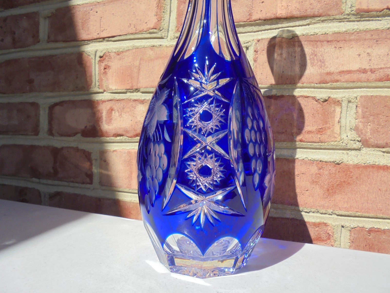 Nachtmann Traube Cobalt Blue Cut to Clear Lg Decanter 15" Excellent