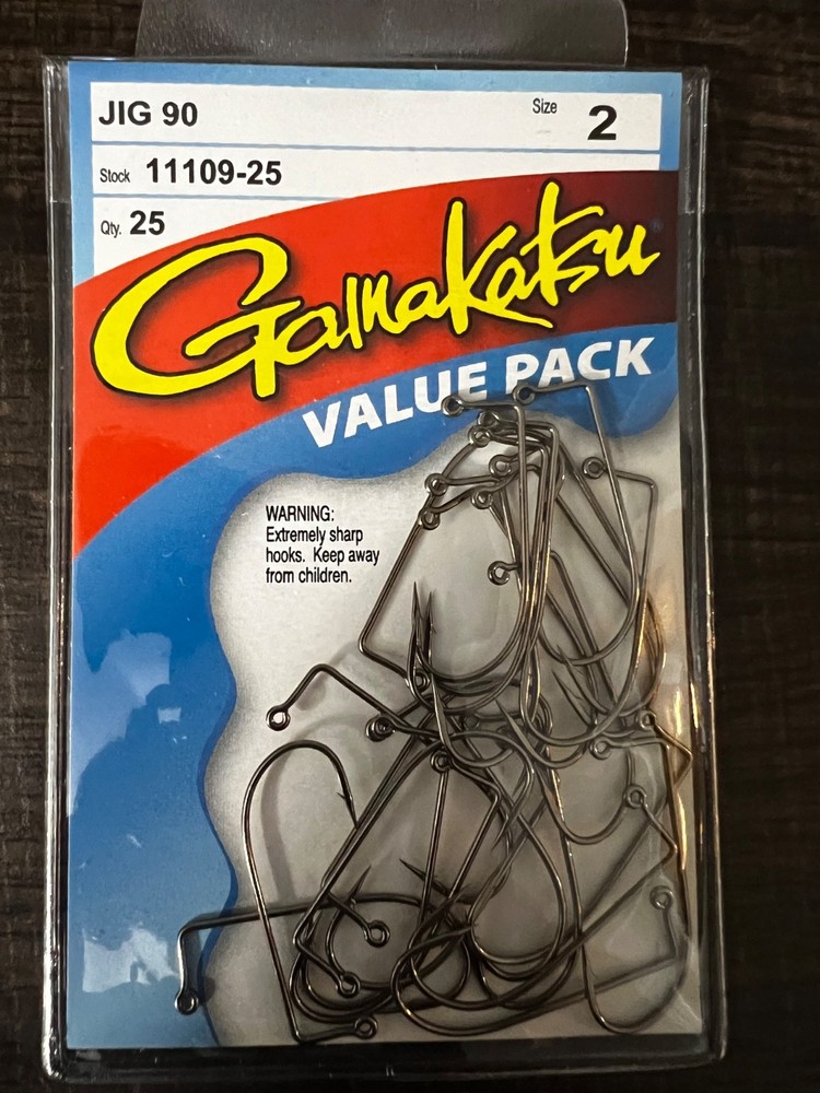 GAMAKATSU 25 PACK JIG 90 ROUND BEND HOOK SIZE 2