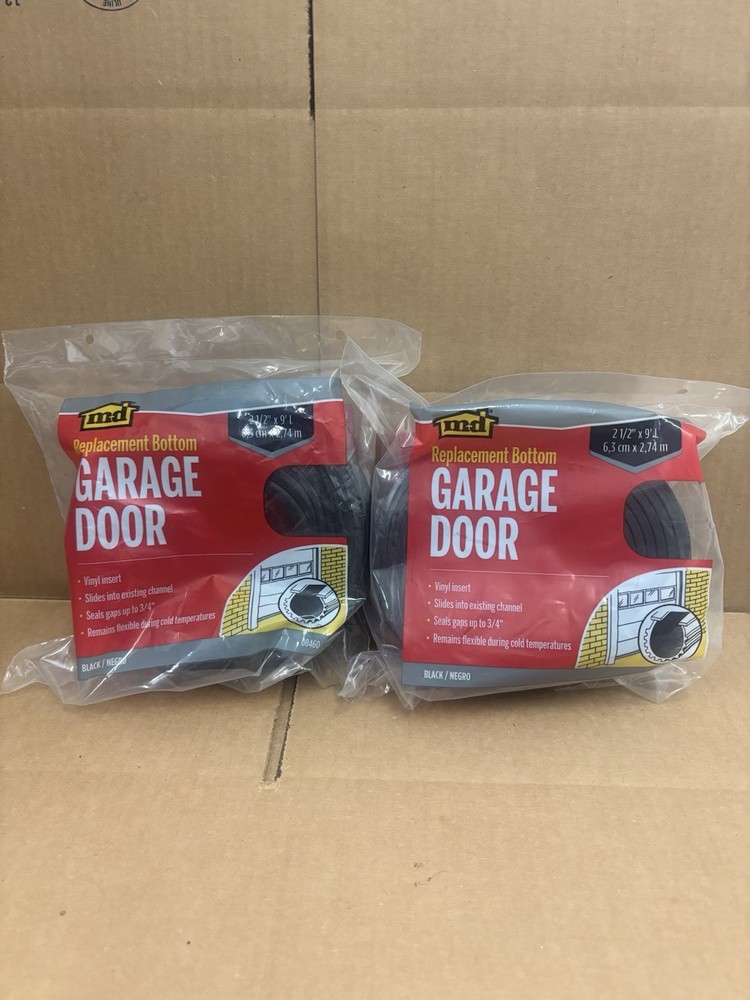 2-Pack MD Replacement Bottom Garage Door Black Vinyl Insert (2.5” x 9’L Each)