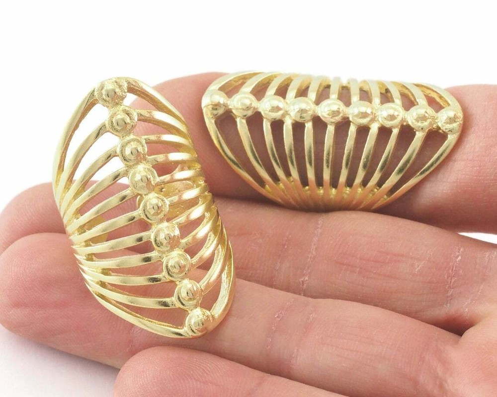 Cage Adjustable Ring Raw brass (18mm 7.5US inner size - Adjustable ) OZ2728