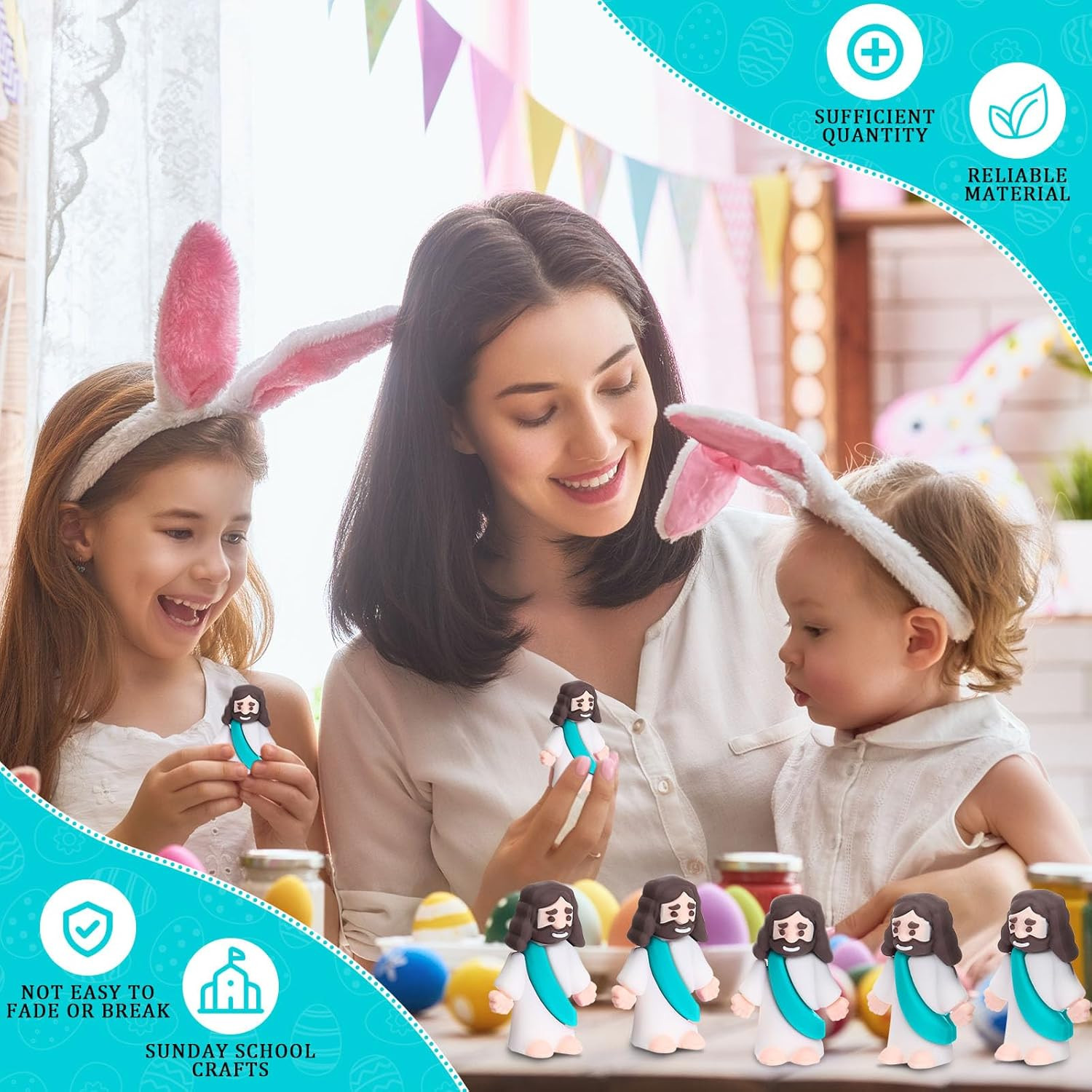 Barydat 200 Pack Mini Jesus Figurines Bulk Easter Tiny Jesus Figures Pocket Rubb