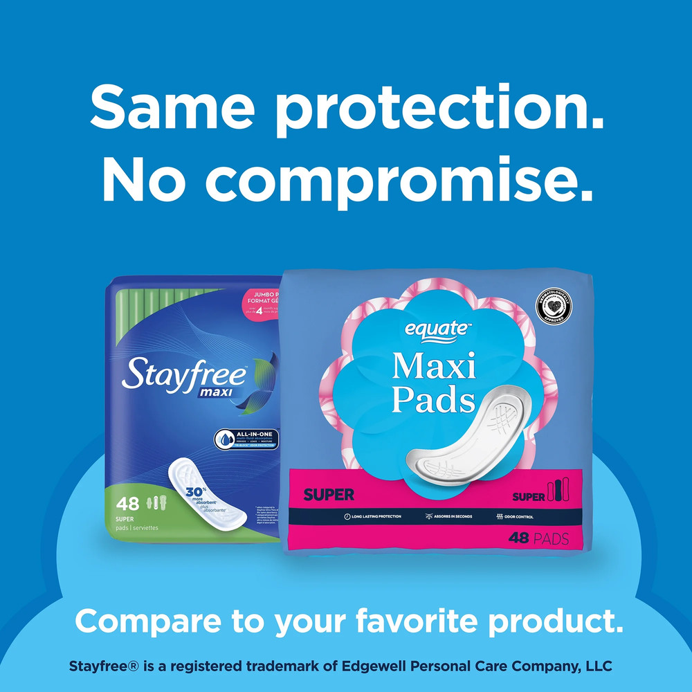 (4 Pack) Maxi Pads, Super Absorbency, Size 2, 48 Count