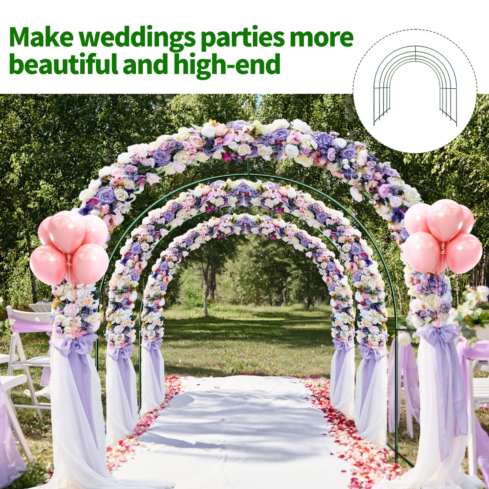 13x7x7.2 ft Steel Garden Arch Rose Arbor Climbing Plant Grape Support Frame Yard