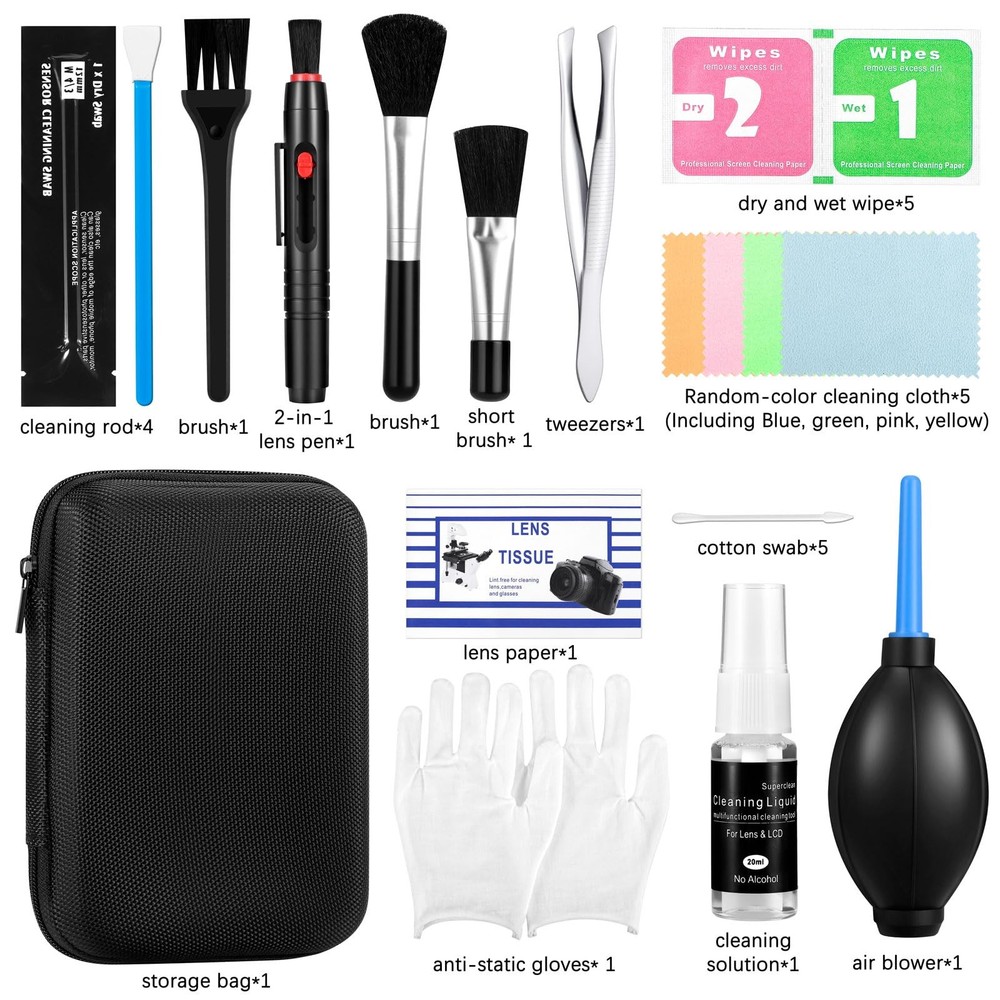 Camera Cleaning kit Professional Lens Kit Complete Black
