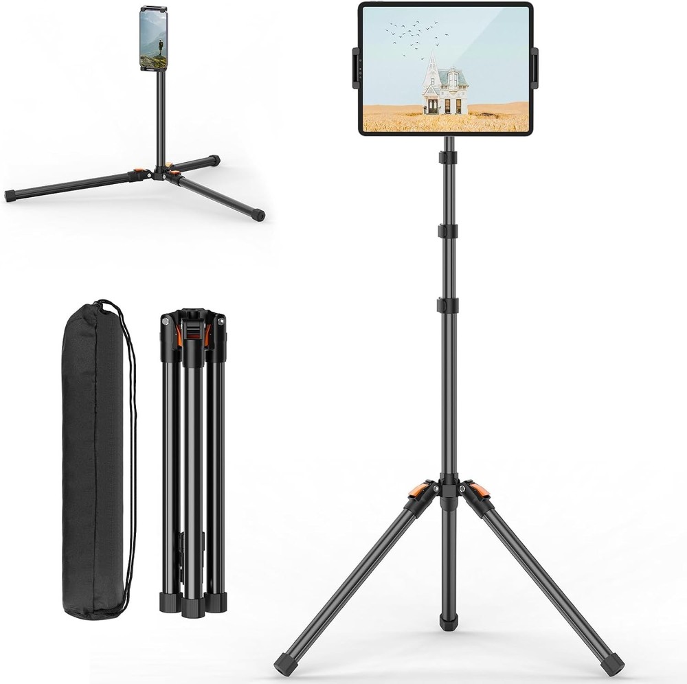 Stable 72" Height Adjustable Tablet Tripod for Streaming and Recording