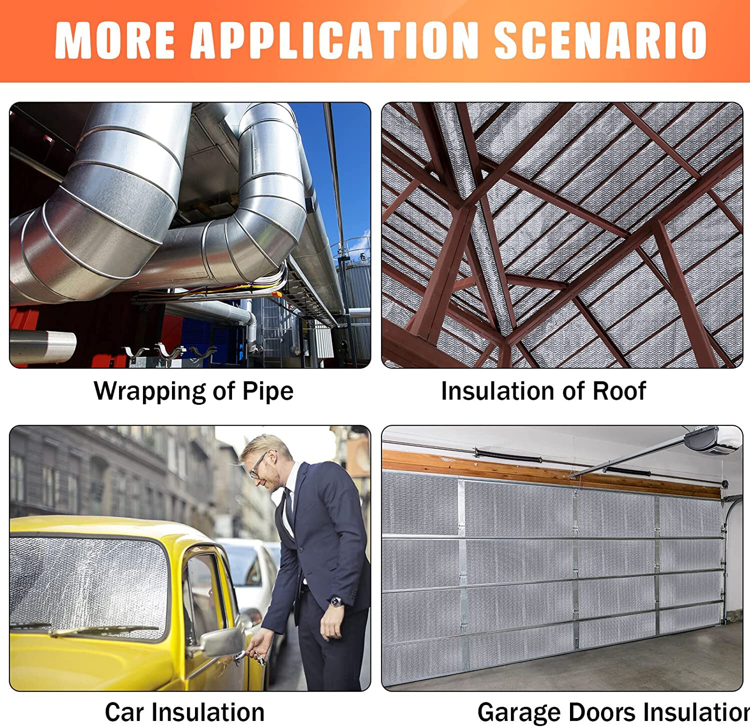 GARAGE DOOR INSULATION KIT PRE-CUT 16 PIECES 24"X48" R8.9 6MM + HEAVY DUTY TAPE