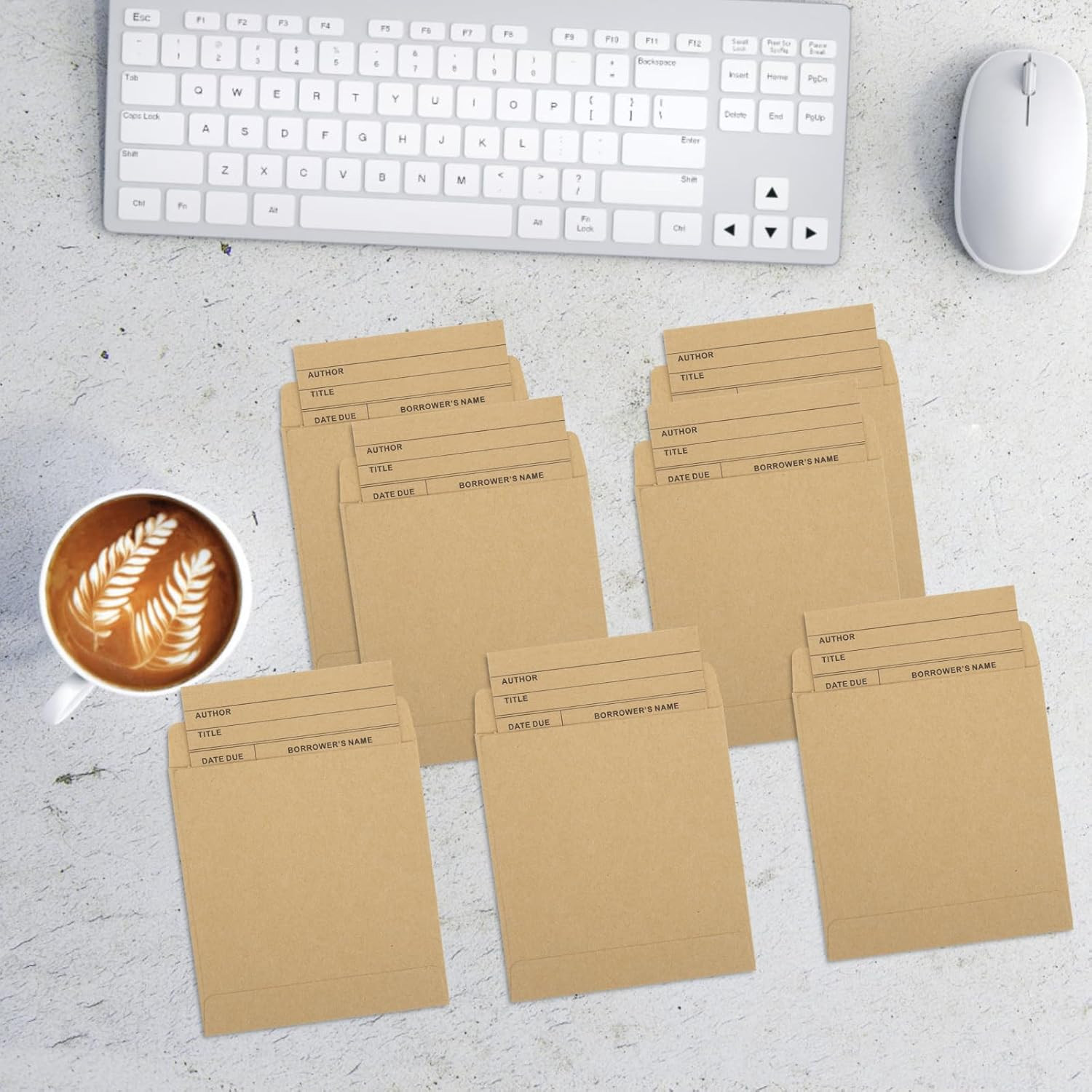 100Pcs Vintage Library Pockets and Cards Brown Library Check out Cards Library