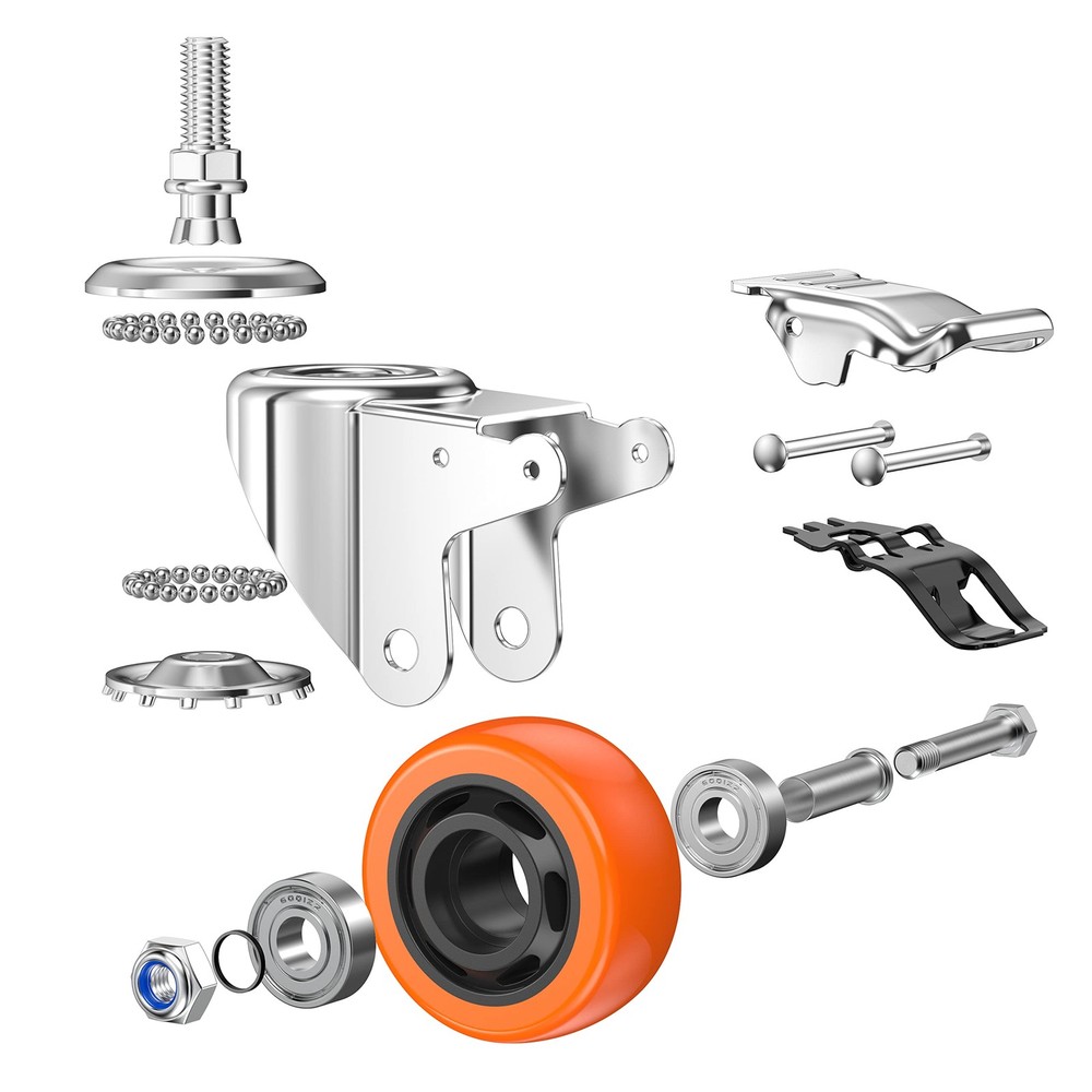 Stem Casters Heavy Duty Swivel Threaded Caster Wheels with Black