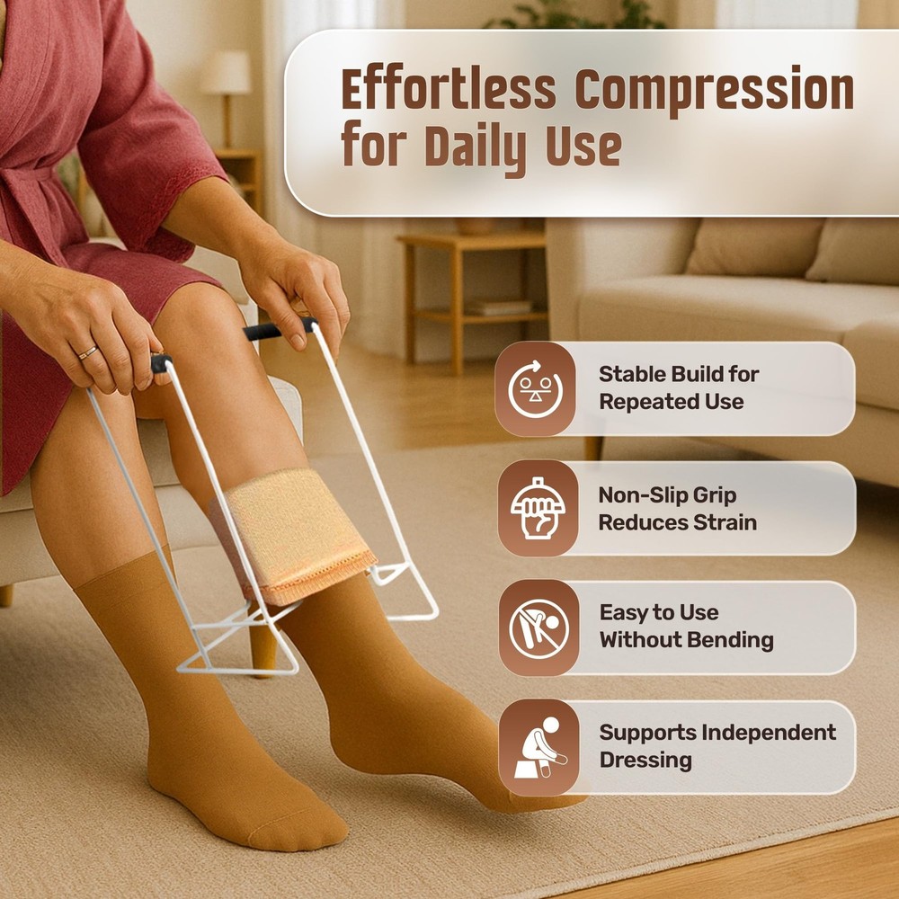 Stocking Donner Sock Aid Tool for Regular (Under 16" Calves), White