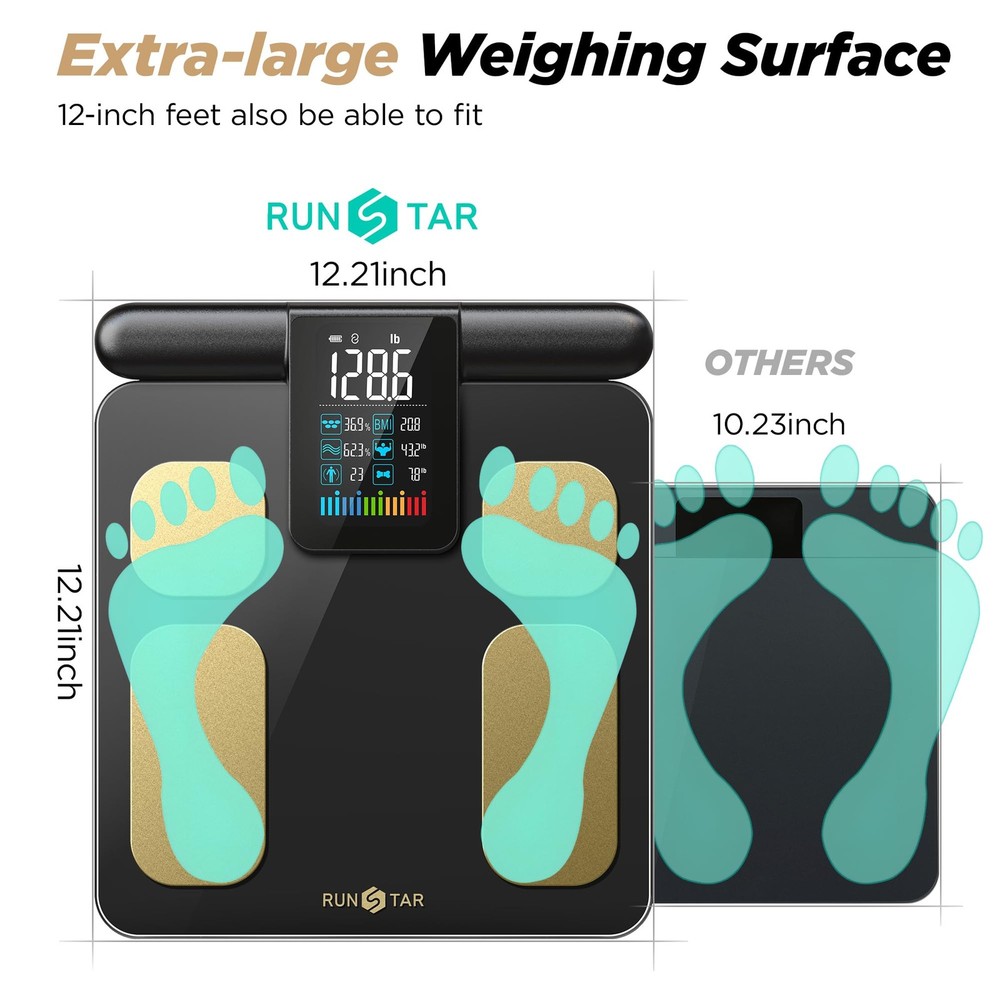High Precision Digital Body Fat Scale with 8 Electrodes & Large Display