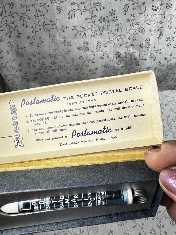 Vintage 1950s Postamatic Pocket Postal Scale With Box