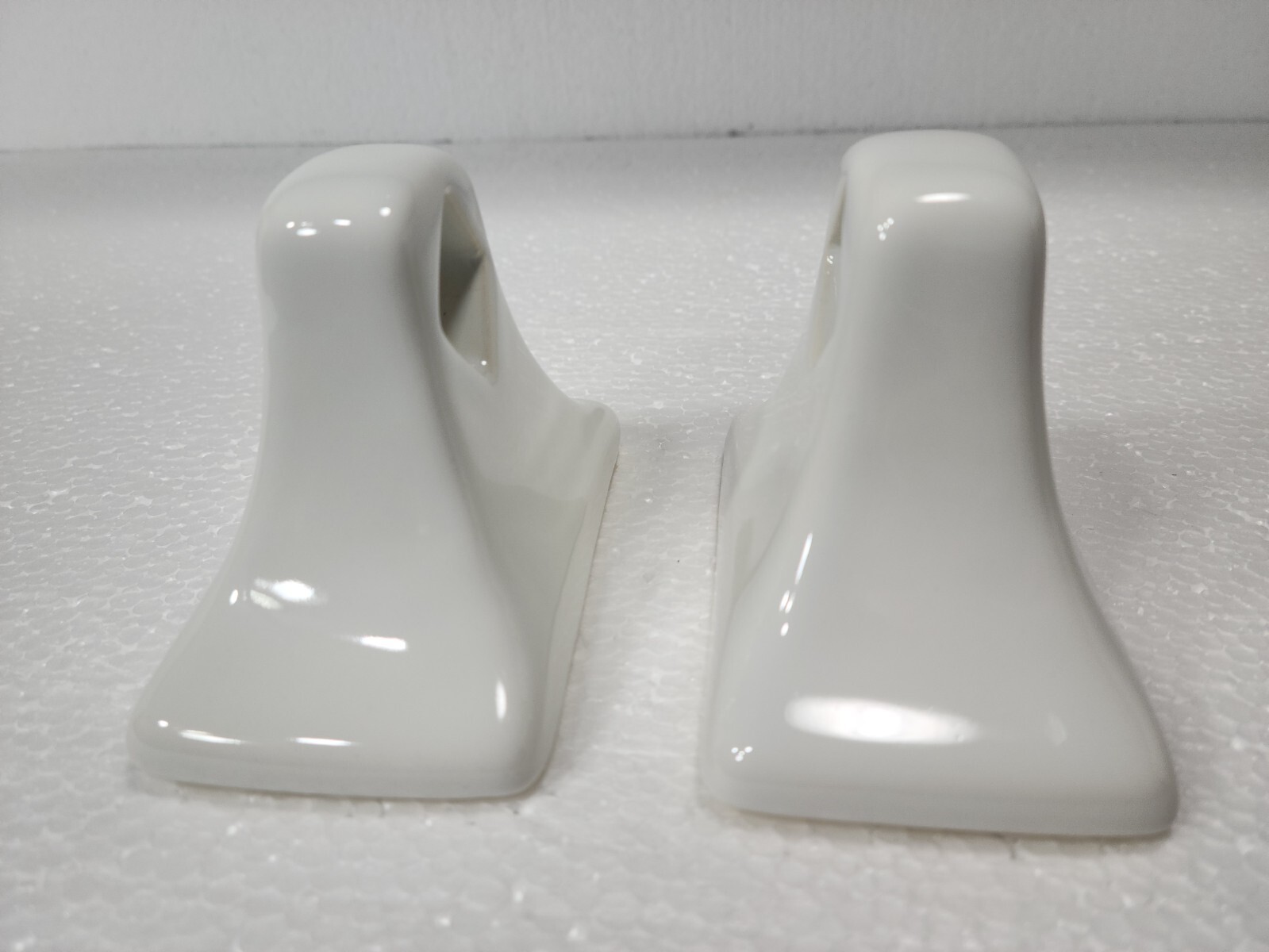 Vintage White Ceramic Towel Bar Rod Rack Post Holders Flat Back Glue over Tile