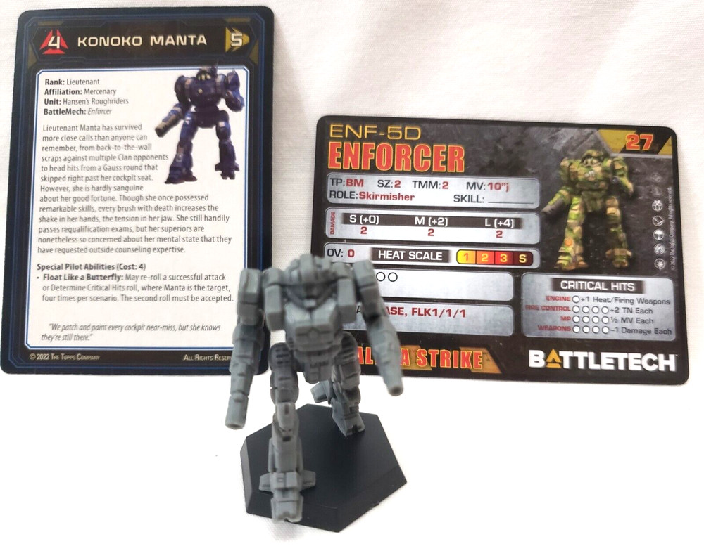 Battletech Enforcer Mech + Pilot Cards Catalyst Hansen's Roughriders Lance Inner