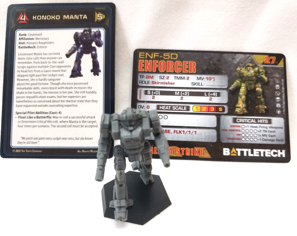 Battletech Enforcer Mech + Pilot Cards Catalyst Hansen's Roughriders Lance Inner