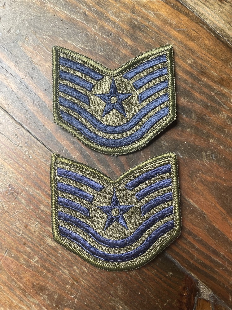 2 USAF US Air Force Technical Sergeant Chevrons Stripes E6 Subdued Stripe Rank