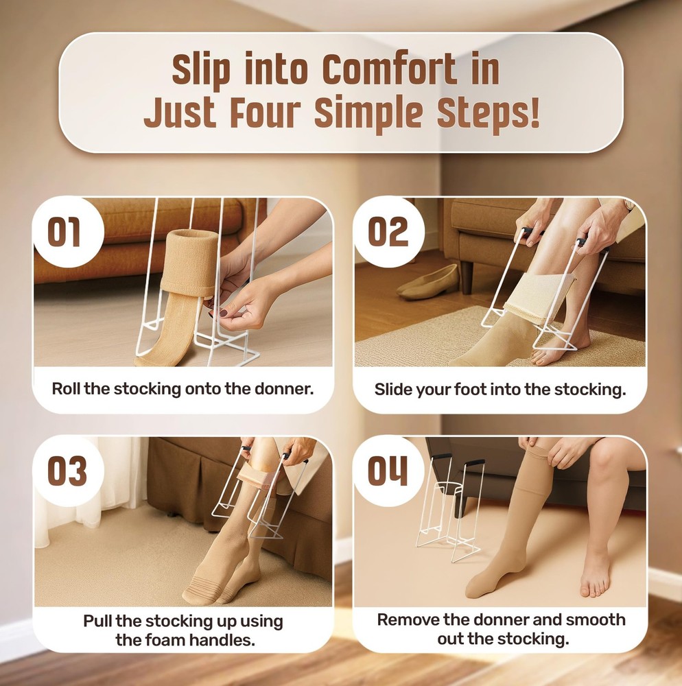 Stocking Donner Sock Aid Tool for Regular (Under 16" Calves), White