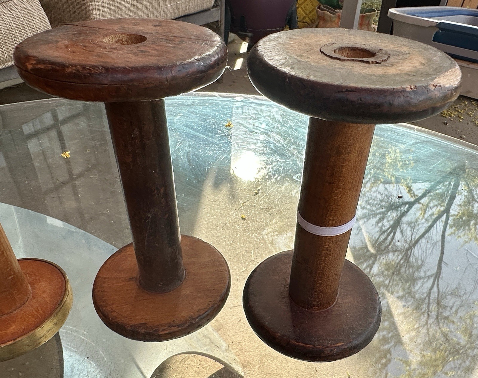 'Lot of 10 Vintage Yarn/Thread Spools-Asst Sizes- 2 have been cut down