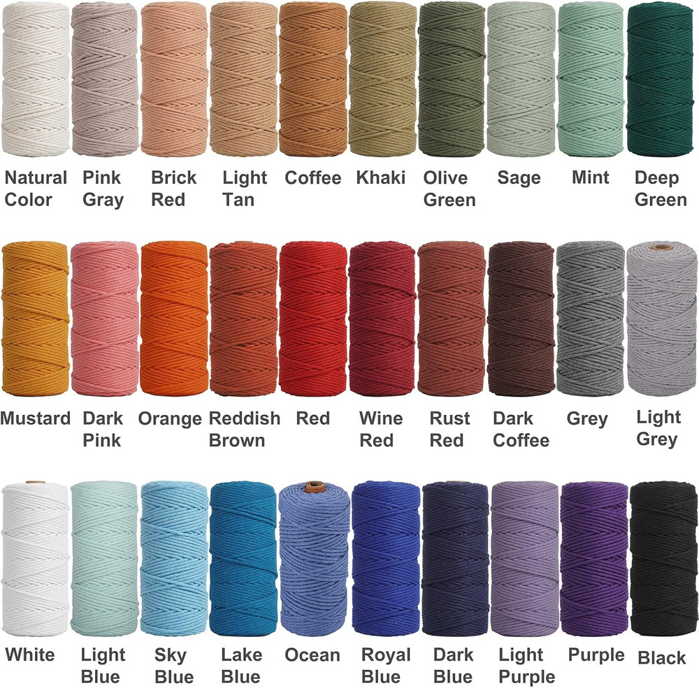 3mm Macrame Cord 109 Yards Colored Cotton Rope