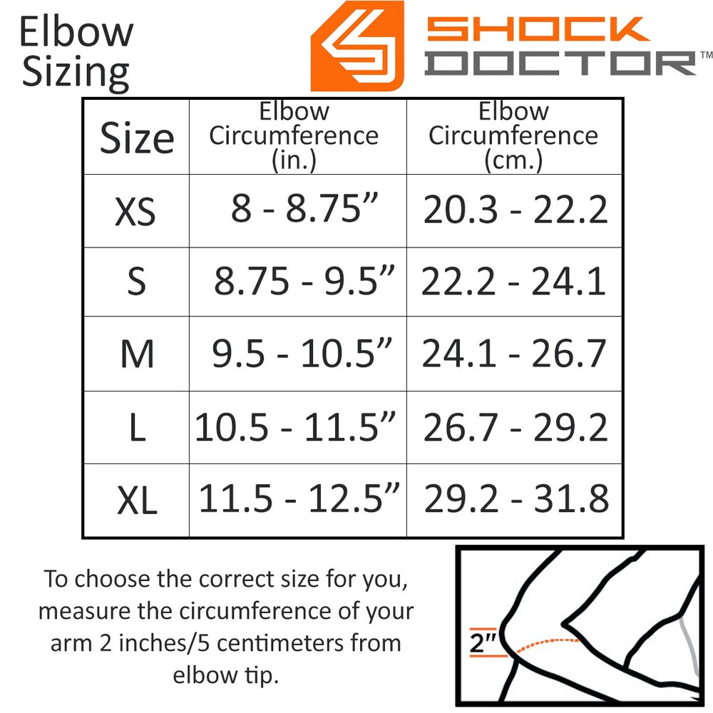 Shock Doctor Elbow Compression Sleeve with Extended Coverage - Black