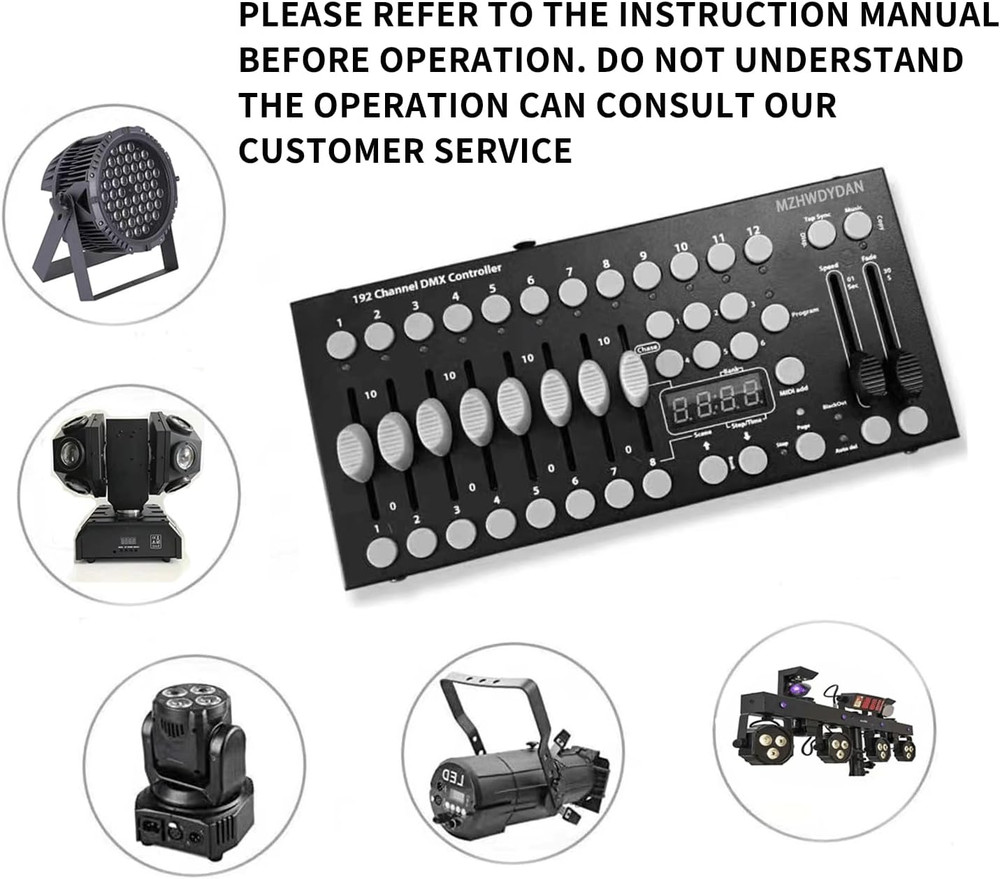 DMX Controller, DMX192 Console Mini DJ Light Controller Lighting Mixer Board Con