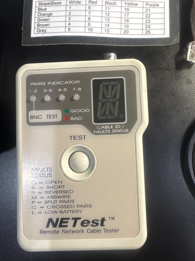 NE TEST REMOTE NETWORK CABLE TESTER