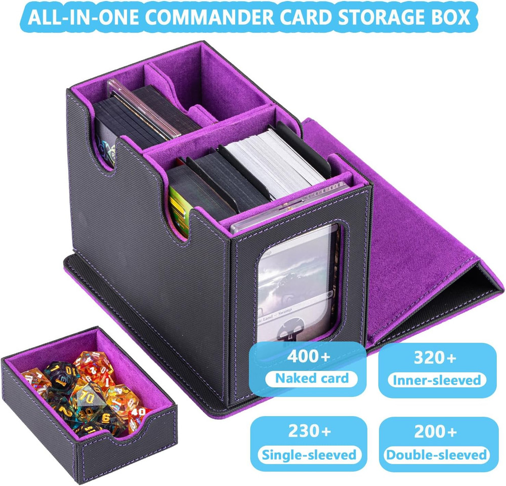 MTG Deck Box for Commander with Dice Tray,Designed for MTG Commander Card Deck B