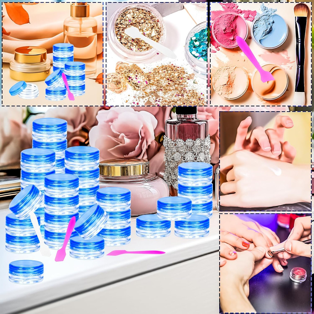 100 Pcs 3G Empty Plastic Containers with Lids,Tiny Makeup Sample Containers, Sma