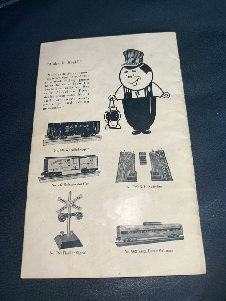 Vintage Gilbert American Flyer Instruction Book + Other Instruction Sheets c1954