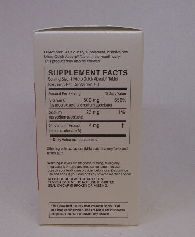 2 BOXES Frunutta Vitamin C 500 Micro Quick Absorb 180 Fast Dissolve Cherry Tabs