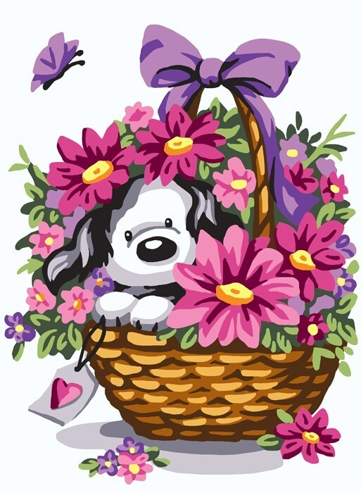"Lovely Gift" Printed Needlepoint Tapestry  Canvas 6308