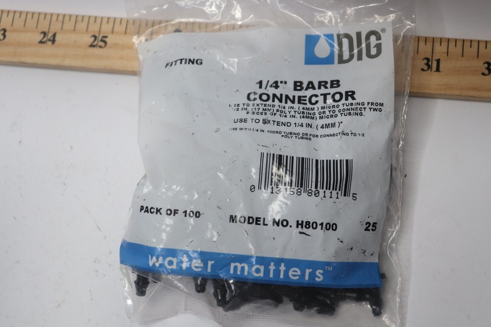 (100-Pk) DIG Barb Connectors 1/4" H80100