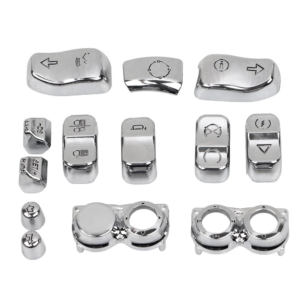 Chrome Handlebar Control Switch Housing Cap Button For Harley Road King 2014-23