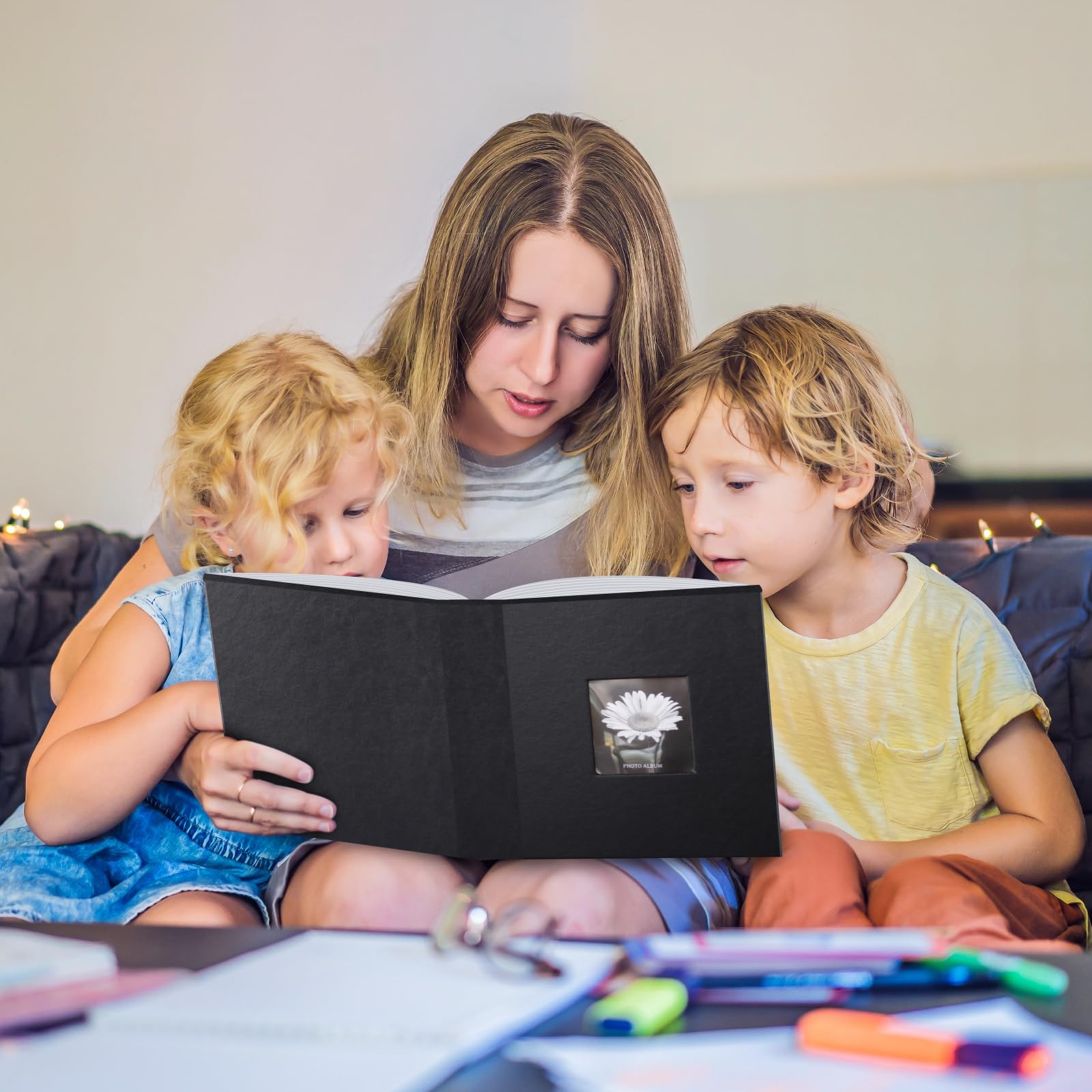 Popotop 4x6 Photo Album 300 Photos w/ Writing Space, Leather Cover