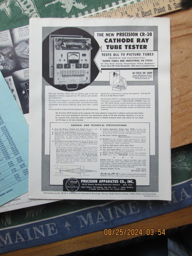 precision test equipment catalog & price list 1950