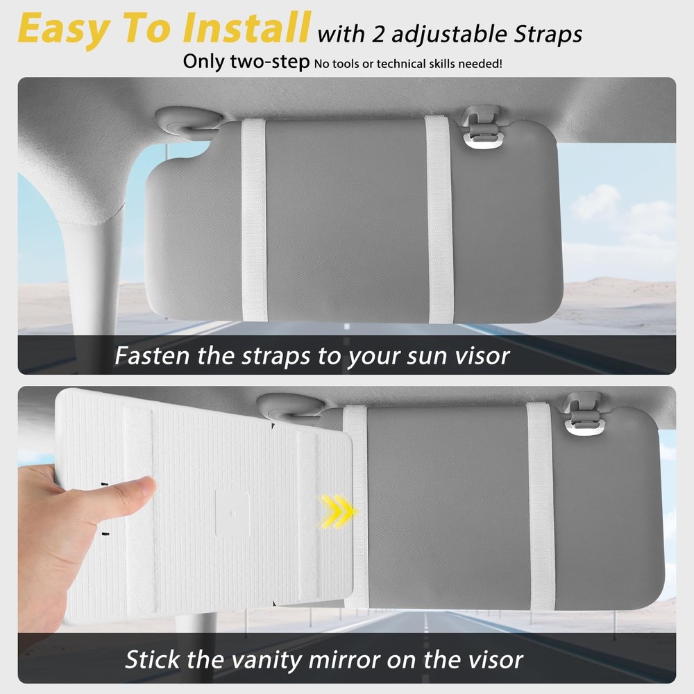 LED Car Visor Mirror with 20X Magnification, Rechargeable & Adjustable