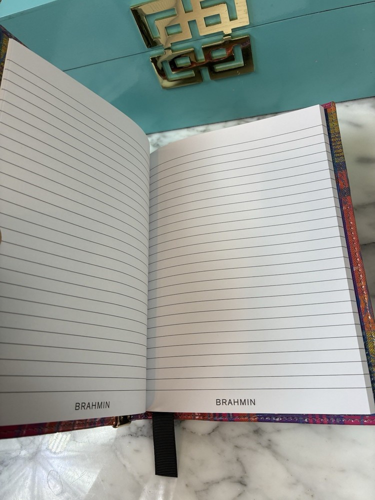 Brahmin Multi Assorted Plaid Croc Embossed Leather NWT Journal Notebook