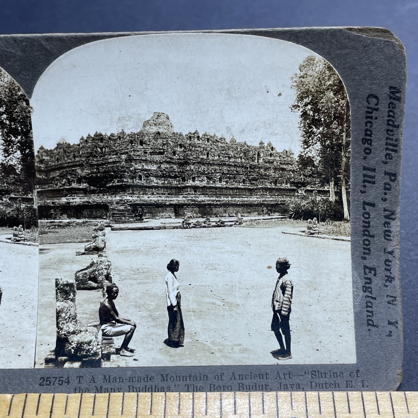 Antique 1910s Borobudur Temple Mageland Indonesia Stereoview Photo Card P2017