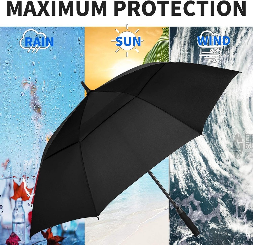 62 Inch Double Canopy Golf Umbrella, Vented Windproof Design