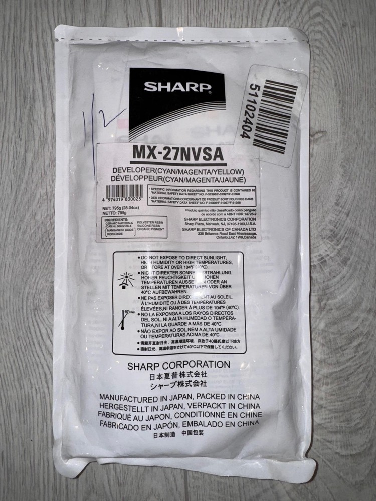 Genuine Sharp MX27NVSA Tri-Color Developer Kit New