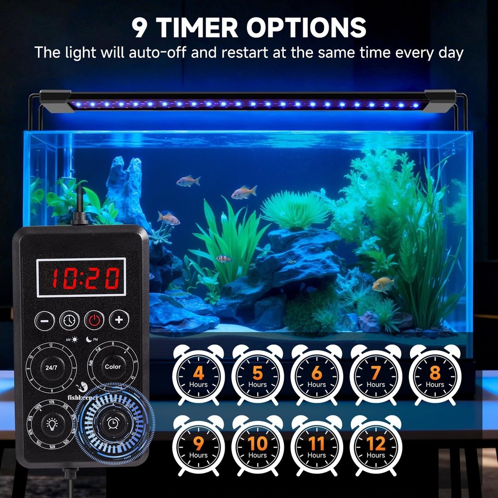 fishkeeper Smart LED Aquarium Light with One-Button Real-Time Sync, 24/7 Mode...
