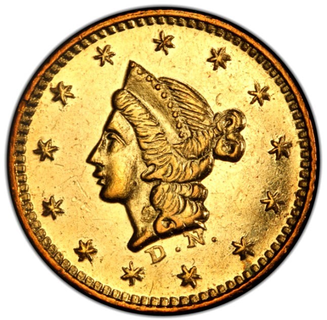 1853 GOLD CALIFORNIA FRACTIONAL LIBERTY ROUND 50 CENTS BG 409 PCGS AU 58