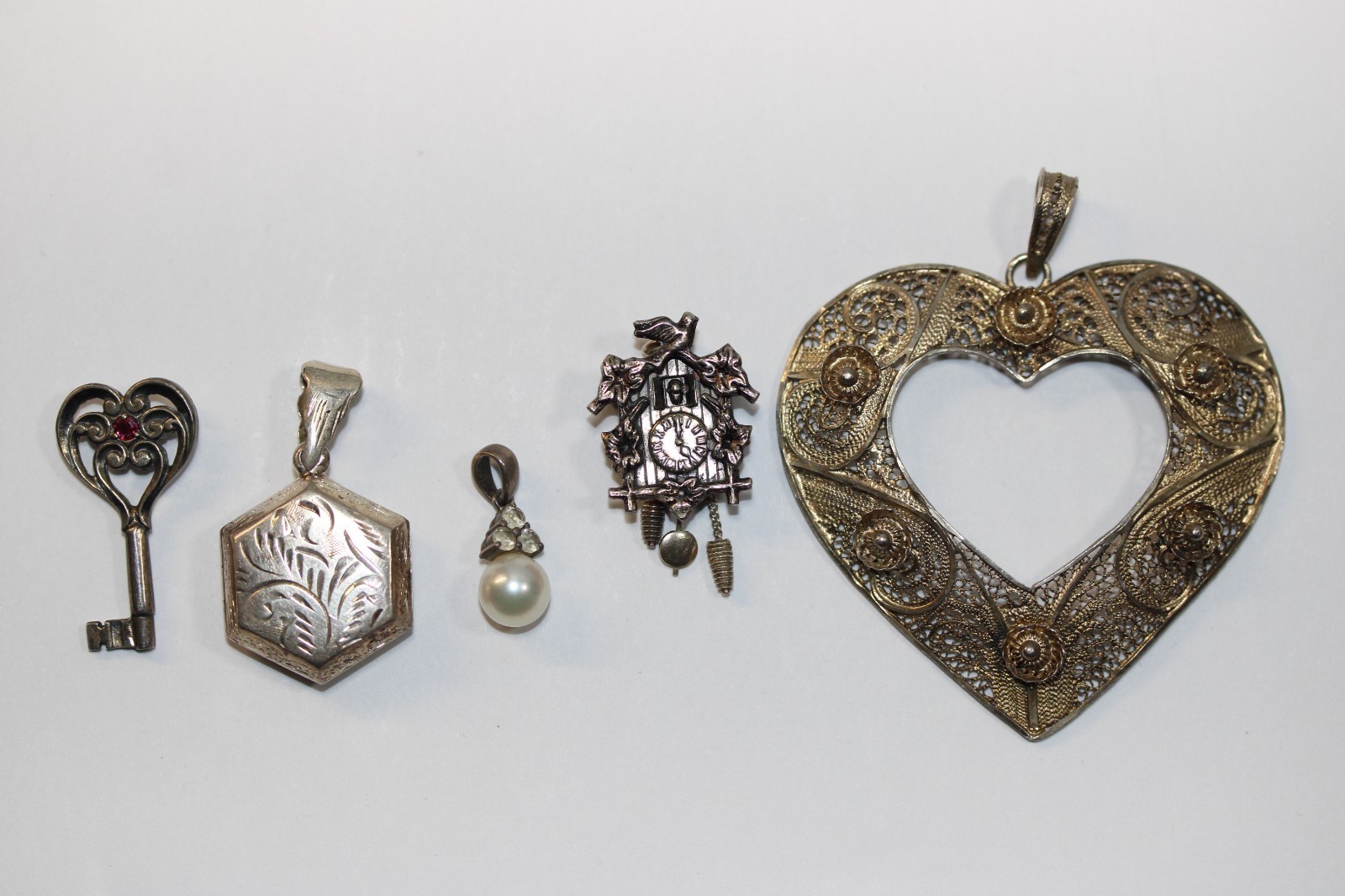 20g All Vintage Sterling Silver Pendant Lot Of 5 #0468