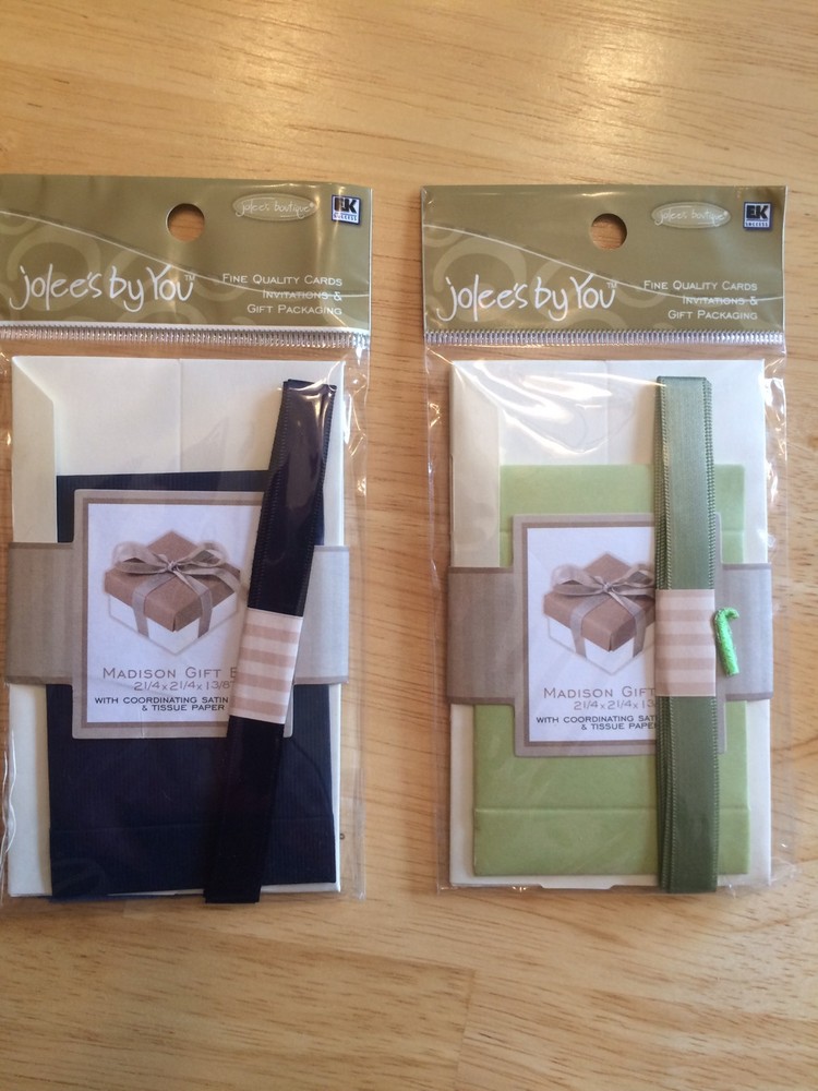 Jolee's Gift Boxes & Tags w/ Satin Ribbon and Tissue - 14 Boxes - Diff Sizes