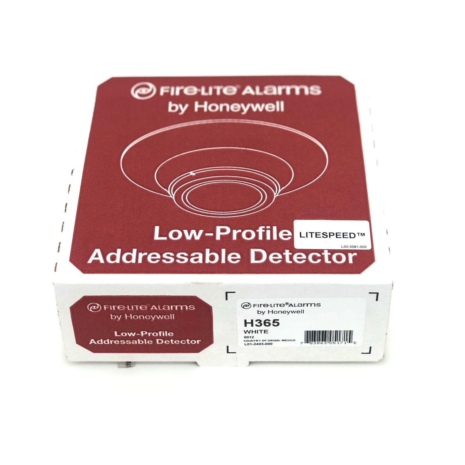 FIRE-LITE H365 ADDRESSABLE HEAT DETECTOR, INCLUDES BASE,WHITE 135°F